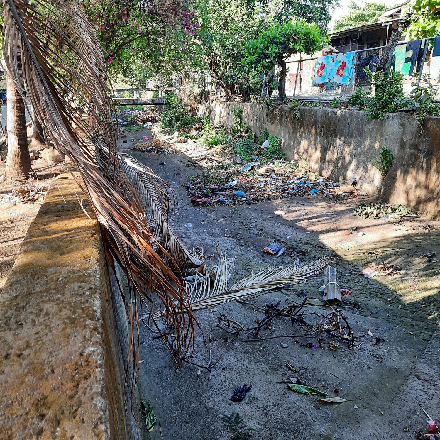 Le Canal Et Le Pont (2 Photos) Trouve Les Déchets