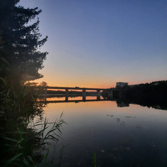 2023-09-24 (Vue P1) Soleil Pont Jacques-Cartier Sherbrooke Rivière Magog